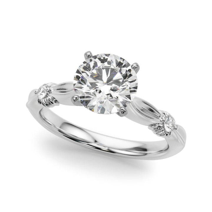 1.00CT 14K Diamond Solitaire Accented With Two Mini Diamonds - Engagement rings - Design Jewellers Edmonton
