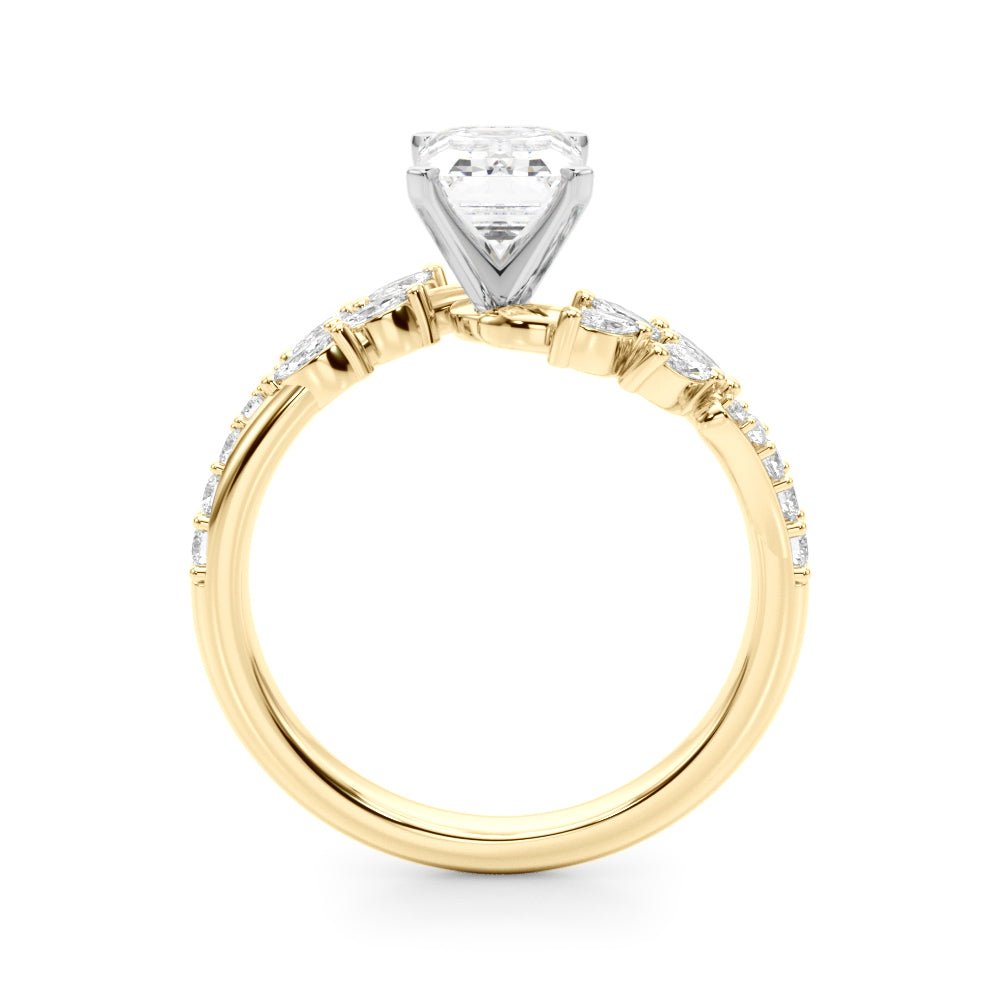1.00CT 14K Emerald Cut Contrasting Vine Diamond Ring - Engagement rings - Design Jewellers Edmonton