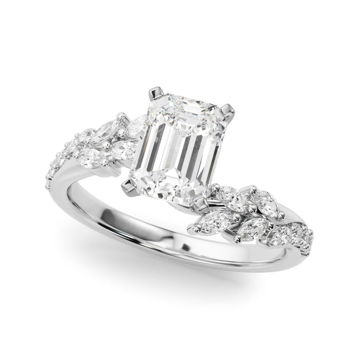 1.00CT 14K Emerald Cut Contrasting Vine Diamond Ring - Engagement rings - Design Jewellers Edmonton