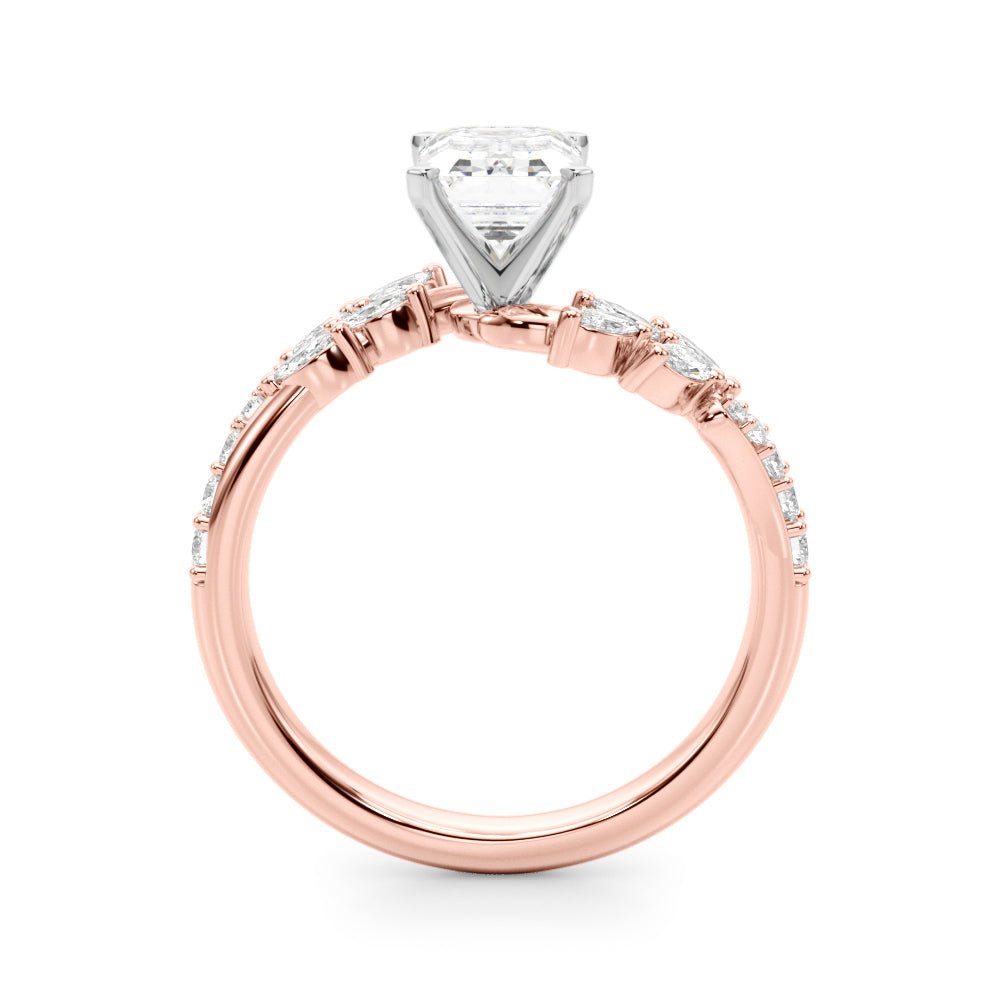 1.00CT 14K Emerald Cut Contrasting Vine Diamond Ring - Engagement rings - Design Jewellers Edmonton