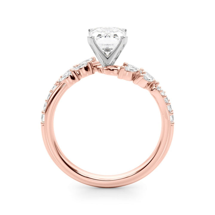 1.00CT 14K Emerald Cut Contrasting Vine Diamond Ring - Engagement rings - Design Jewellers Edmonton