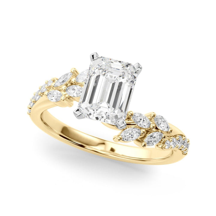 1.00CT 14K Emerald Cut Contrasting Vine Diamond Ring - Engagement rings - Design Jewellers Edmonton
