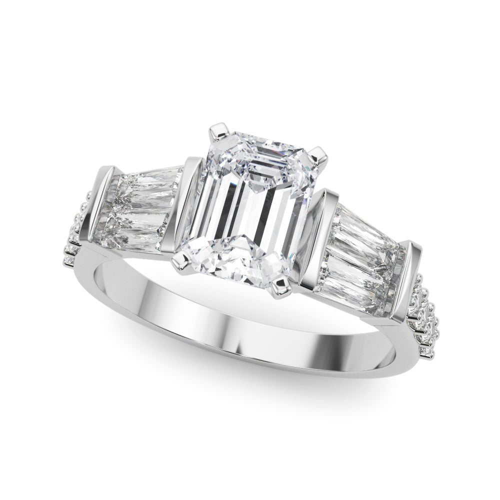 1.00CT 14K  Emerald Cut Diamond Design With Baguette Diamonds