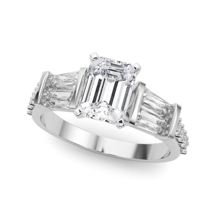 1.00CT 14K Emerald Cut Diamond Design With Baguette Diamonds - Engagement rings - Design Jewellers Edmonton