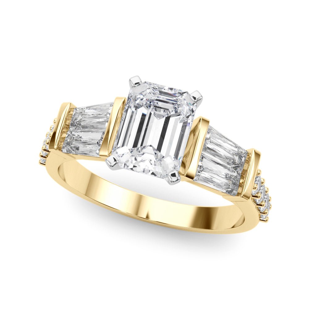 1.00CT 14K Emerald Cut Diamond Design With Baguette Diamonds - Engagement rings - Design Jewellers Edmonton