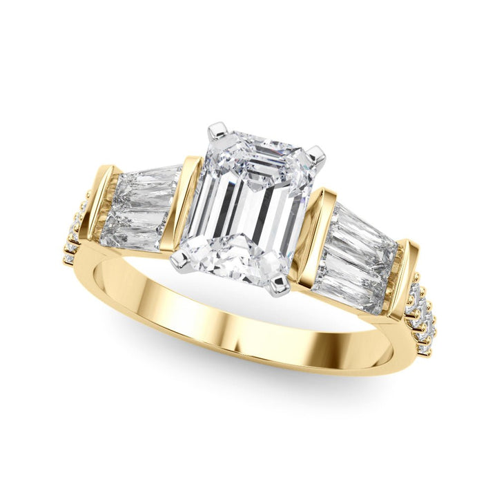 1.00CT 14K Emerald Cut Diamond Design With Baguette Diamonds - Engagement rings - Design Jewellers Edmonton