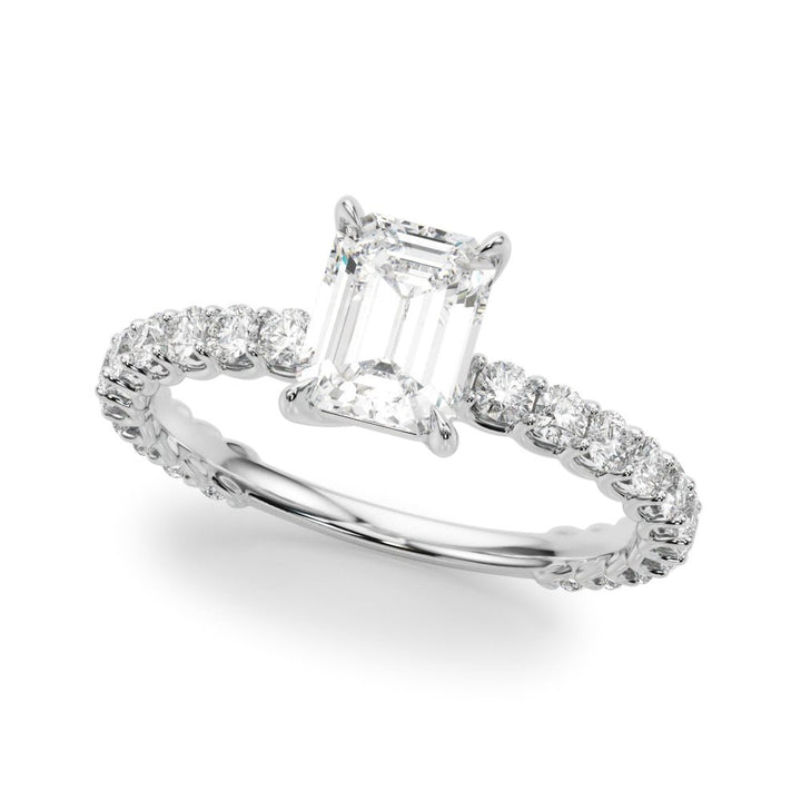 1.00CT 14K Emerald Cut Diamond Ring Accented With Round Brilliant Cut Diamonds - Luxury Rings - Design Jewellers Edmonton