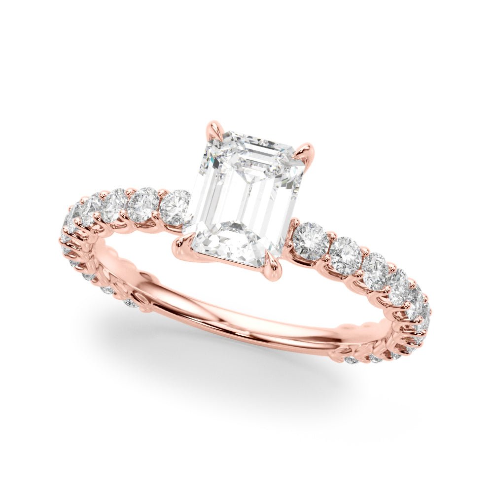 1.00CT 14K Emerald Cut Diamond Ring Accented With Round Brilliant Cut Diamonds - Luxury Rings - Design Jewellers Edmonton