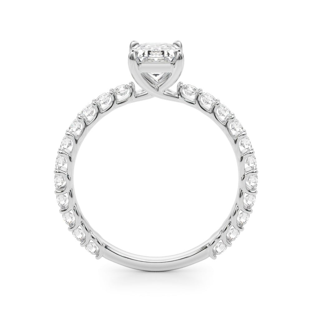 1.00CT 14K Emerald Cut Diamond Ring Accented With Round Brilliant Cut Diamonds - Luxury Rings - Design Jewellers Edmonton