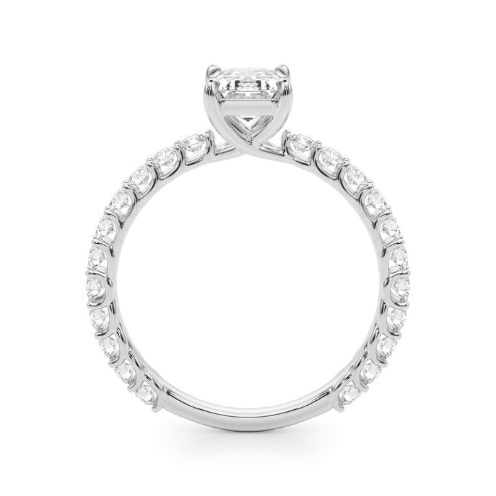 1.00CT 14K Emerald Cut Diamond Ring Accented With Round Brilliant Cut Diamonds - Luxury Rings - Design Jewellers Edmonton