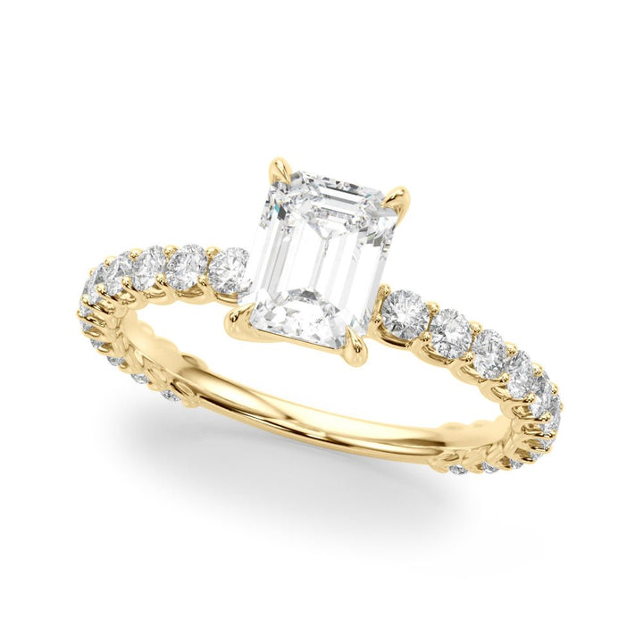 1.00CT 14K Emerald Cut Diamond Ring Accented With Round Brilliant Cut Diamonds - Luxury Rings - Design Jewellers Edmonton