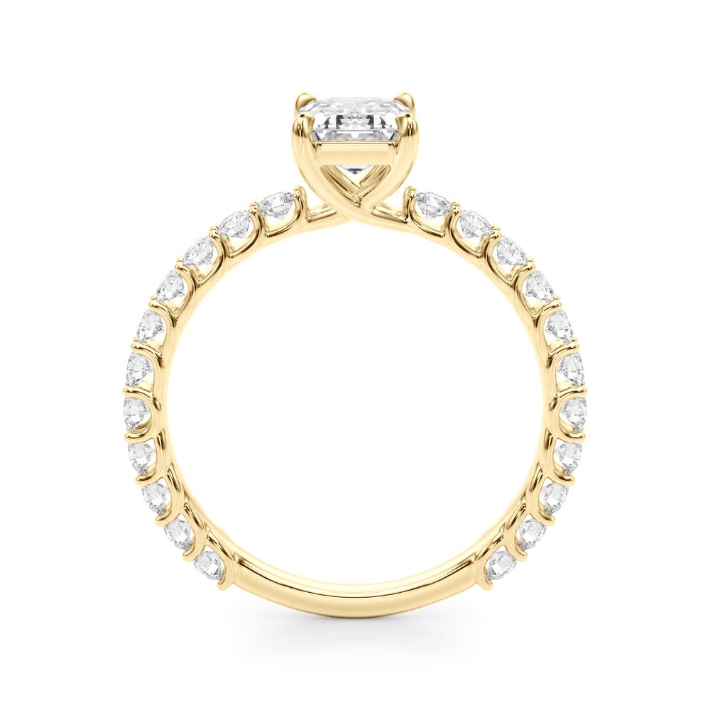 1.00CT 14K Emerald Cut Diamond Ring Accented With Round Brilliant Cut Diamonds - Luxury Rings - Design Jewellers Edmonton