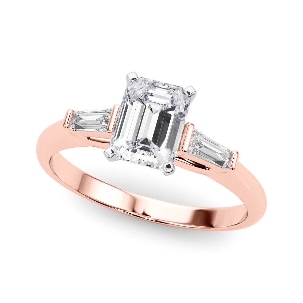 1.00CT 14K Emerald Cut Diamond Ring Accented With Tapered Baguette Cut Diamonds - Luxury Rings - Design Jewellers Edmonton