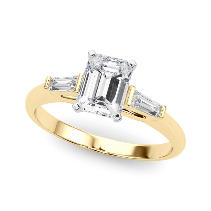 1.00CT 14K Emerald Cut Diamond Ring Accented With Tapered Baguette Cut Diamonds - Luxury Rings - Design Jewellers Edmonton