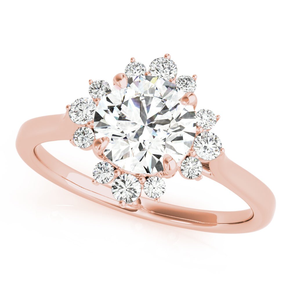 1.00CT 14K Floral Halo Diamond Engagement Ring Accented by Round Brilliant Petal Diamonds - Engagement rings - Design Jewellers Edmonton