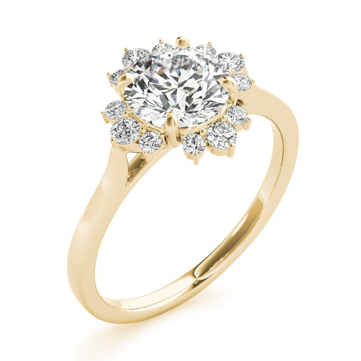 1.00CT 14K Floral Halo Diamond Engagement Ring Accented by Round Brilliant Petal Diamonds - Engagement rings - Design Jewellers Edmonton