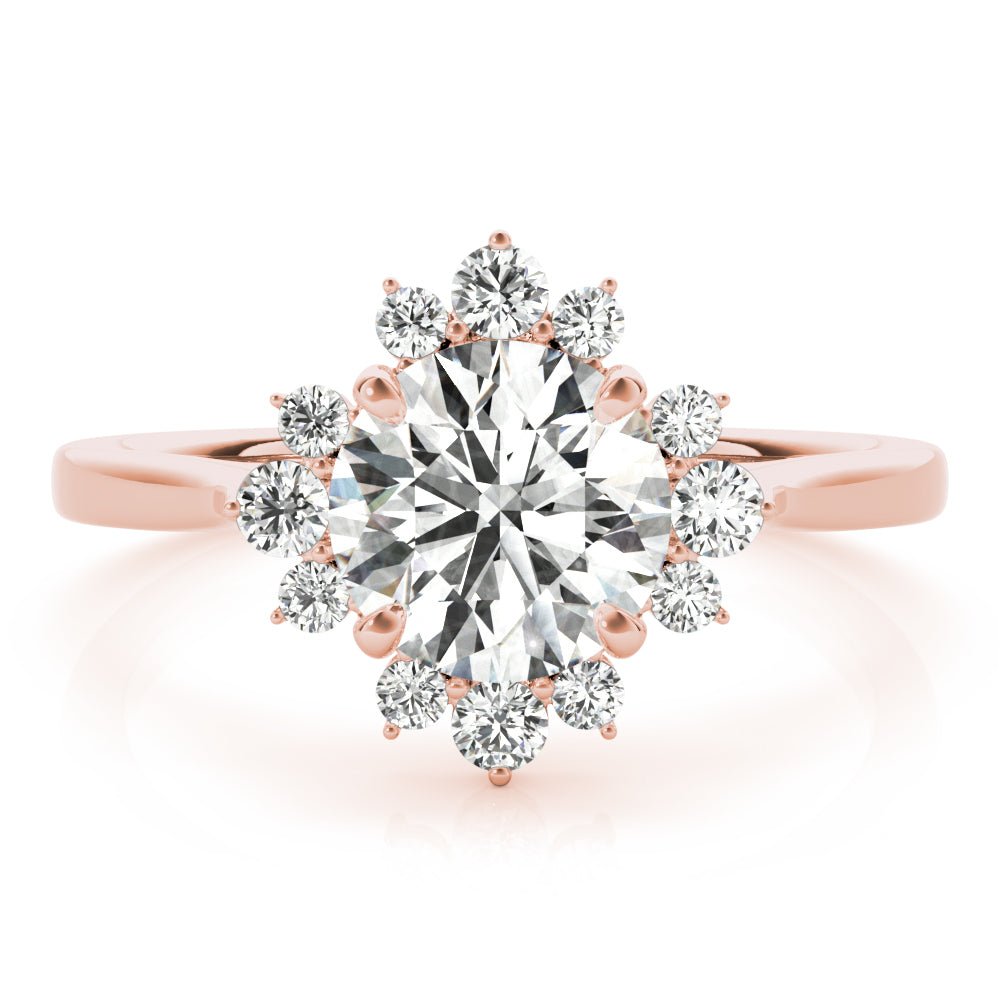 1.00CT 14K Floral Halo Diamond Engagement Ring Accented by Round Brilliant Petal Diamonds - Engagement rings - Design Jewellers Edmonton