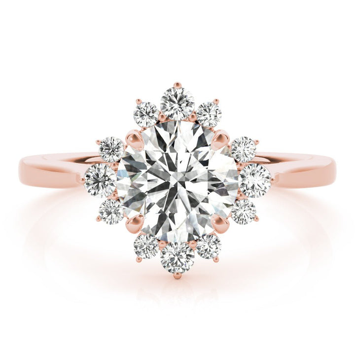1.00CT 14K Floral Halo Diamond Engagement Ring Accented by Round Brilliant Petal Diamonds - Engagement rings - Design Jewellers Edmonton