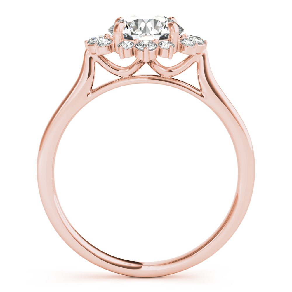 1.00CT 14K Floral Halo Diamond Engagement Ring Accented by Round Brilliant Petal Diamonds - Engagement rings - Design Jewellers Edmonton