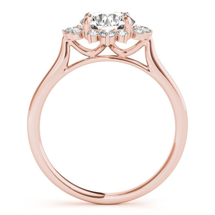 1.00CT 14K Floral Halo Diamond Engagement Ring Accented by Round Brilliant Petal Diamonds - Engagement rings - Design Jewellers Edmonton