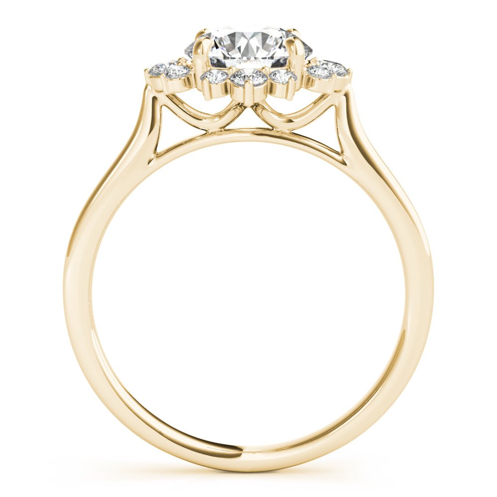 1.00CT 14K Floral Halo Diamond Engagement Ring Accented by Round Brilliant Petal Diamonds - Engagement rings - Design Jewellers Edmonton