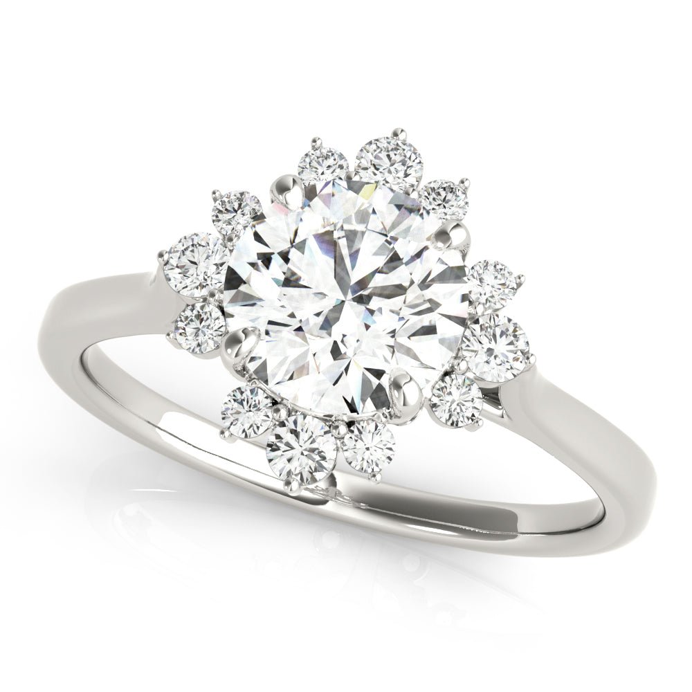 1.00CT 14K Floral Halo Diamond Engagement Ring Accented by Round Brilliant Petal Diamonds