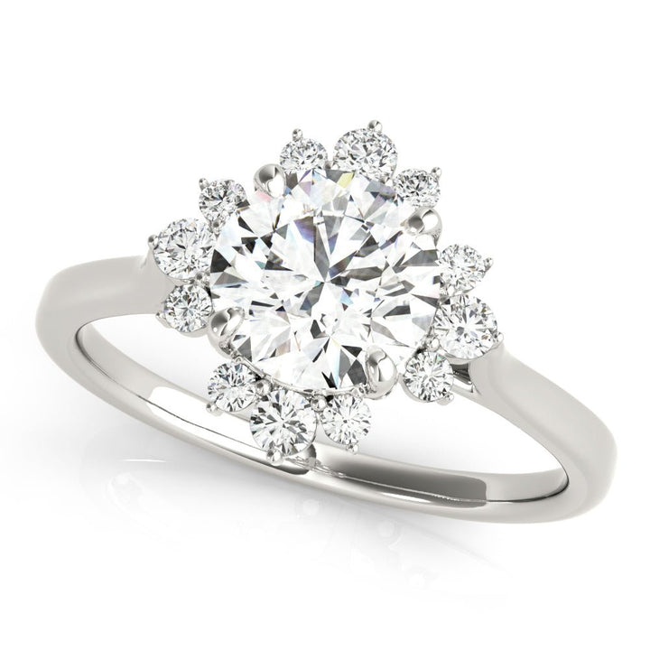 1.00CT 14K Floral Halo Diamond Engagement Ring Accented by Round Brilliant Petal Diamonds - Engagement rings - Design Jewellers Edmonton