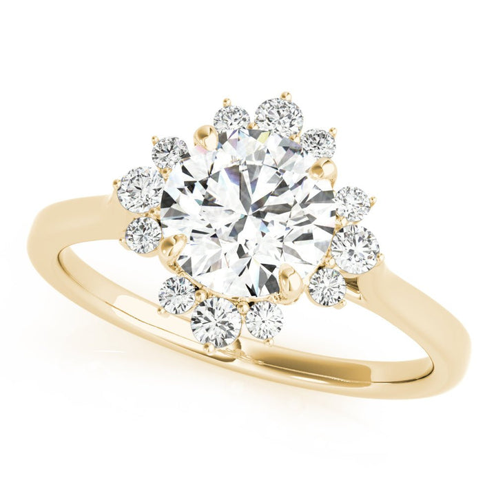 1.00CT 14K Floral Halo Diamond Engagement Ring Accented by Round Brilliant Petal Diamonds - Engagement rings - Design Jewellers Edmonton