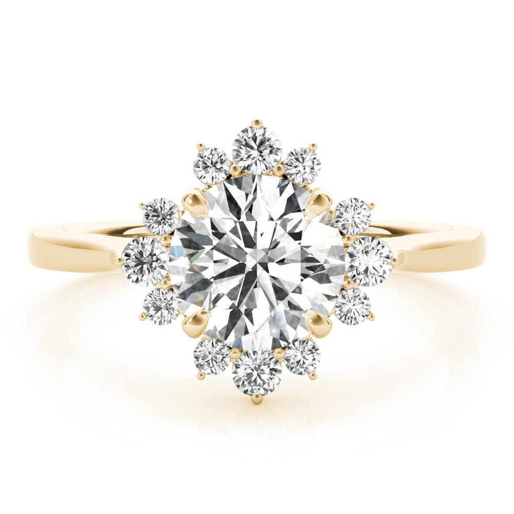 1.00CT 14K Floral Halo Diamond Engagement Ring Accented by Round Brilliant Petal Diamonds - Engagement rings - Design Jewellers Edmonton