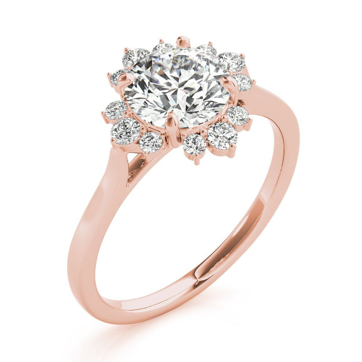 1.00CT 14K Floral Halo Diamond Engagement Ring Accented by Round Brilliant Petal Diamonds - Engagement rings - Design Jewellers Edmonton