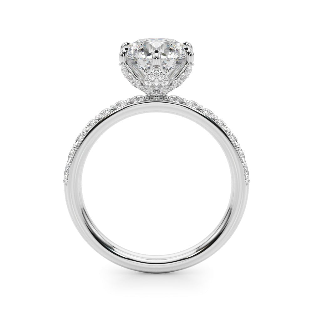 1.00CT 14K Floral Underhalo with Side Diamonds - Engagement rings - Design Jewellers Edmonton