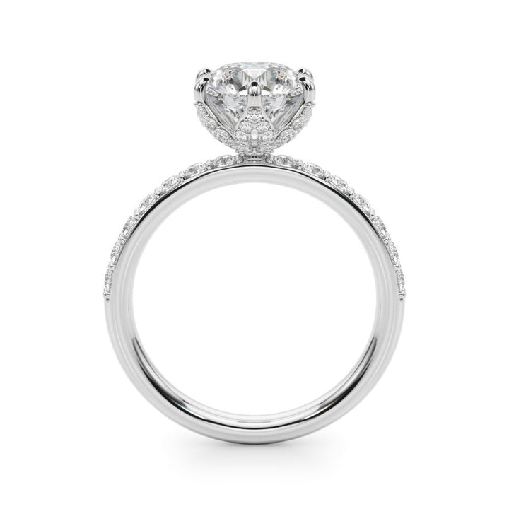 1.00CT 14K Floral Underhalo with Side Diamonds - Engagement rings - Design Jewellers Edmonton