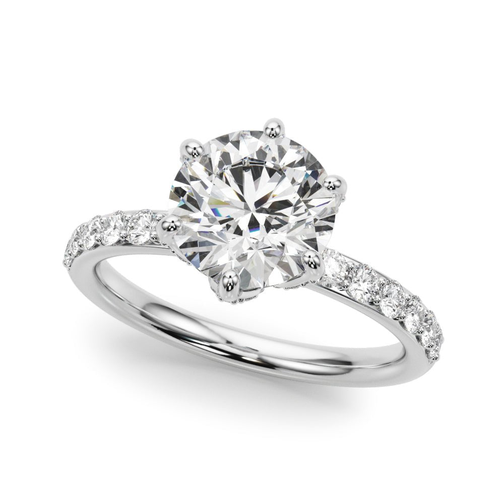1.00CT 14K  Floral Underhalo with Side Diamonds