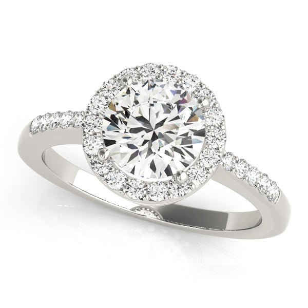 1.00CT 14K Gold Classic Halo Diamond Engagement Ring
