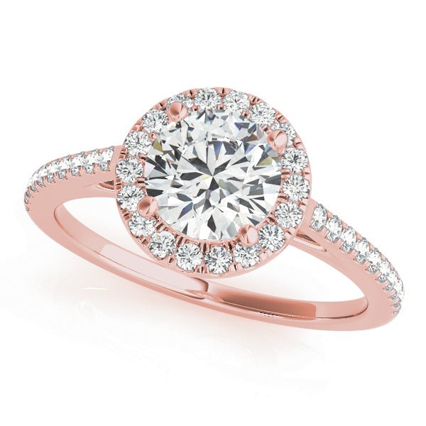 1.00CT 14K Gold Classic Round Halo Engagement Ring - Engagement rings - Design Jewellers Edmonton