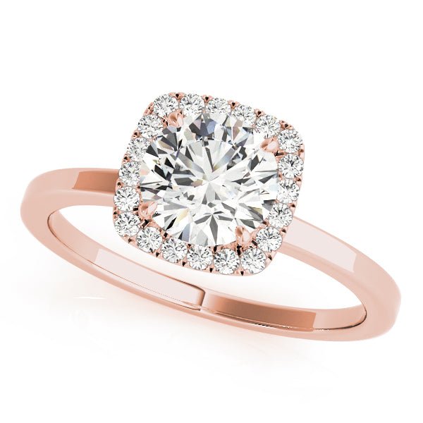 1.00CT 14K Gold Cushion Halo Engagement Ring - Engagement rings - Design Jewellers Edmonton