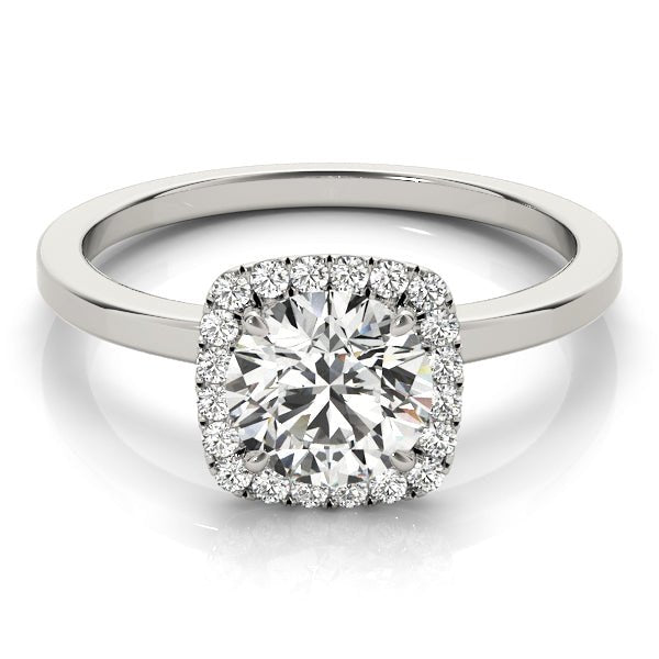 1.00CT 14K Gold Cushion Halo Engagement Ring - Engagement rings - Design Jewellers Edmonton