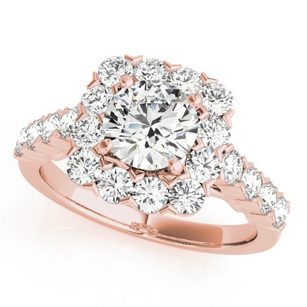 1.00CT 14K Gold Double Halo Cluster Engagement Ring - Engagement rings - Design Jewellers Edmonton