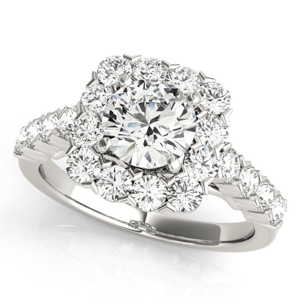1.00CT 14K Gold Double Halo Cluster Engagement Ring
