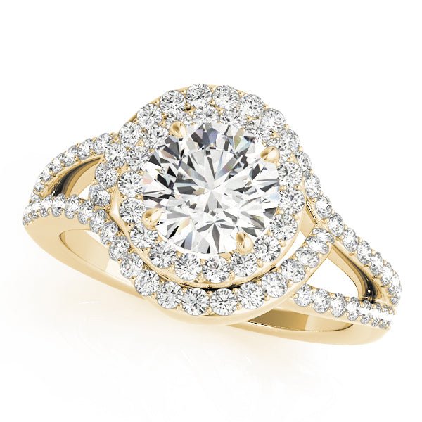 1.00CT 14K Gold Double Halo Split - Shank Engagement Ring - Engagement rings - Design Jewellers Edmonton