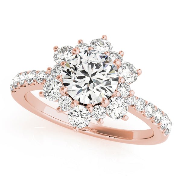 1.00CT 14K Gold Floral Cluster Halo Diamond Engagement Ring - Engagement rings - Design Jewellers Edmonton
