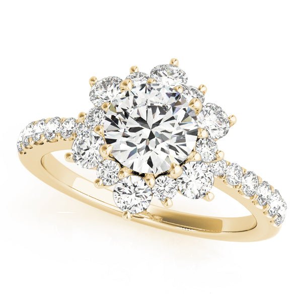 1.00CT 14K Gold Floral Cluster Halo Diamond Engagement Ring - Engagement rings - Design Jewellers Edmonton