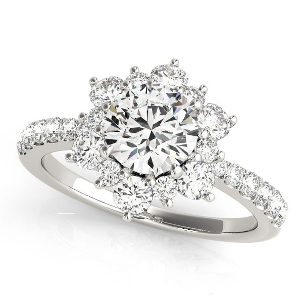 1.00CT 14K Gold Floral Cluster Halo Diamond Engagement Ring