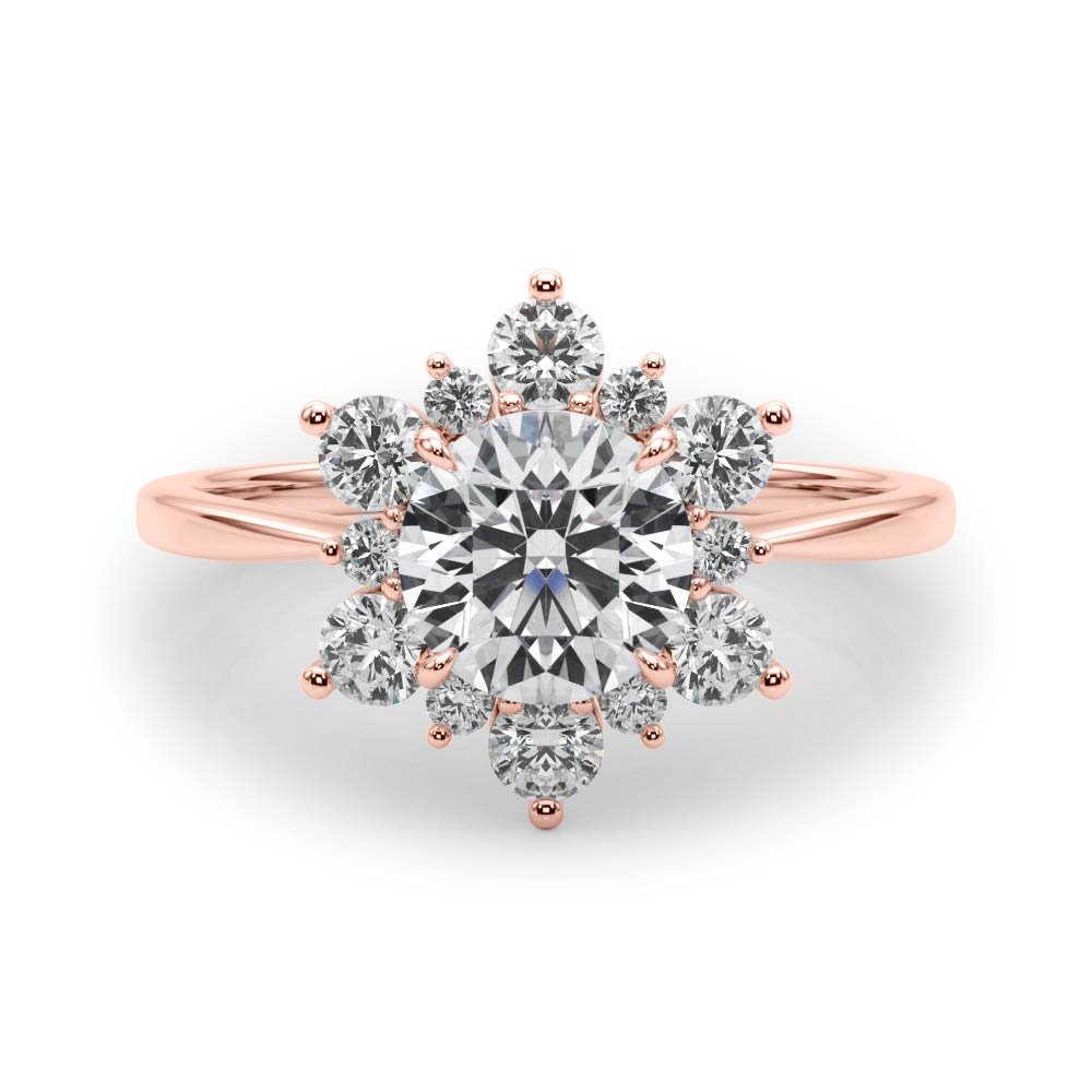 1.00CT 14K Gold Floral Cluster Halo Engagement Ring - Engagement rings - Design Jewellers Edmonton