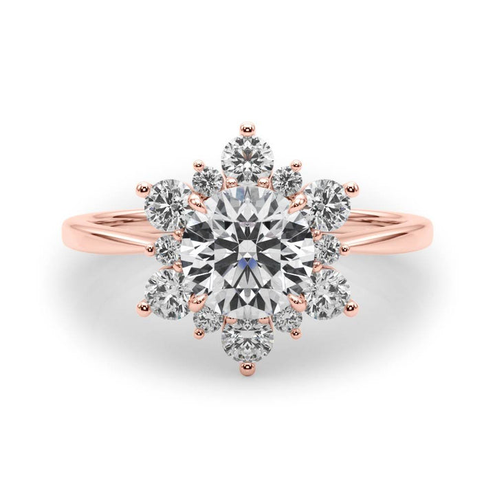 1.00CT 14K Gold Floral Cluster Halo Engagement Ring - Engagement rings - Design Jewellers Edmonton