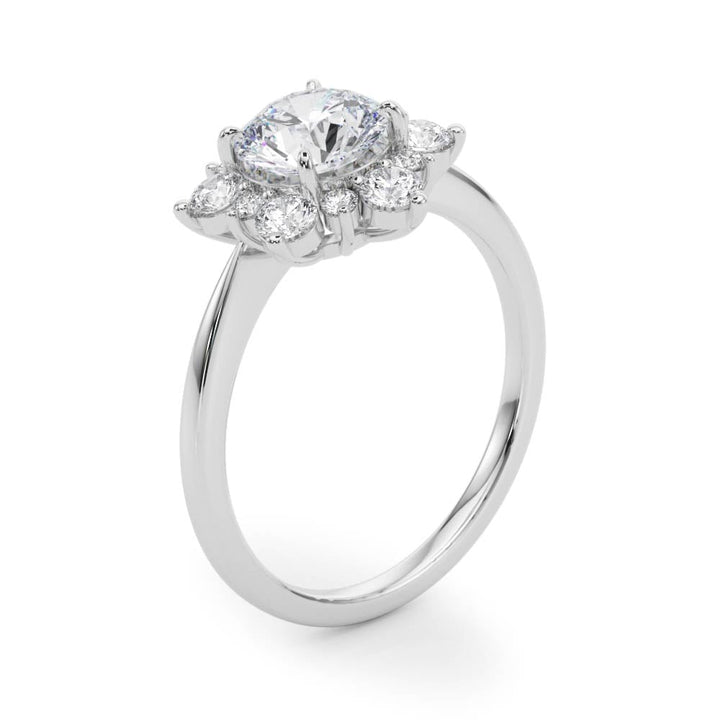 1.00CT 14K Gold Floral Cluster Halo Engagement Ring - Engagement rings - Design Jewellers Edmonton
