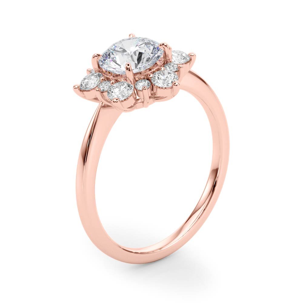 1.00CT 14K Gold Floral Cluster Halo Engagement Ring - Engagement rings - Design Jewellers Edmonton
