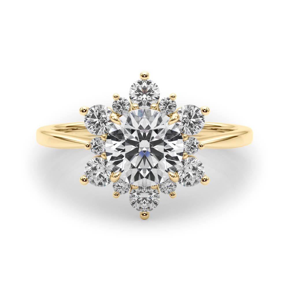 1.00CT 14K Gold Floral Cluster Halo Engagement Ring - Engagement rings - Design Jewellers Edmonton