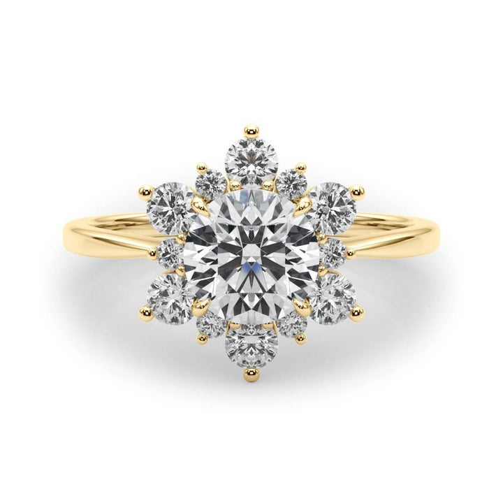 1.00CT 14K Gold Floral Cluster Halo Engagement Ring - Engagement rings - Design Jewellers Edmonton