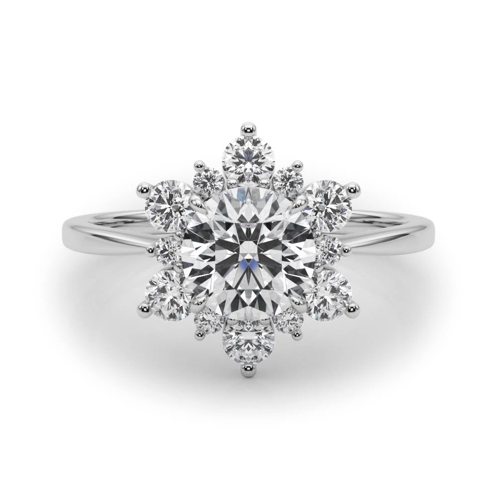 1.00CT 14K Gold Floral Cluster Halo Engagement Ring - Engagement rings - Design Jewellers Edmonton